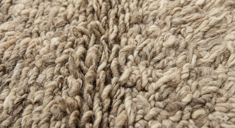 Macro detail of hand-spun yarn pile