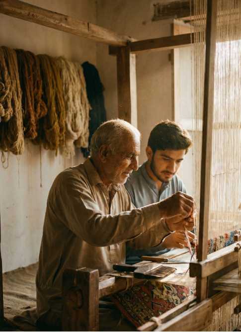 Hanif Sons Master Weaver and Apprentice