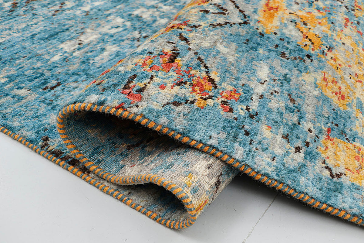 Textile Rugs Eraesd Erased Lapis Transitional Rug | Nomad Series | Hanif Sons