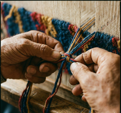 Detail of hand-knotted mastery